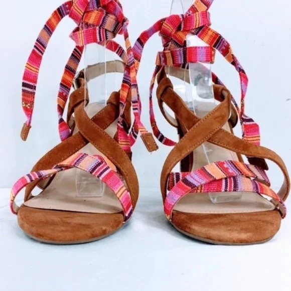 Guess Womens Strappy Cage Sandal Cariel Southwestern Lace Up Suede Size 9.5 - Picture 4 of 13